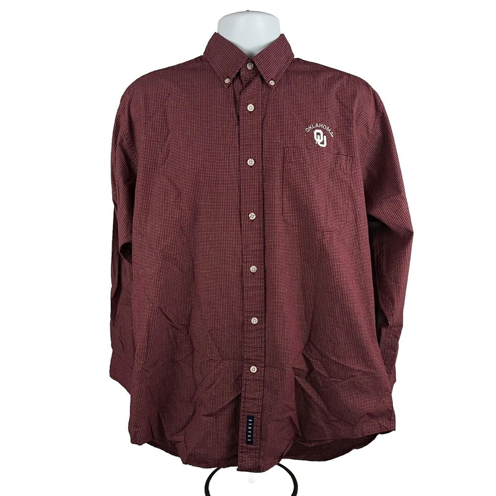Oklahoma OU Sooners Mens Button-Up Shirt By Crable Sportswear Medium Embroidered